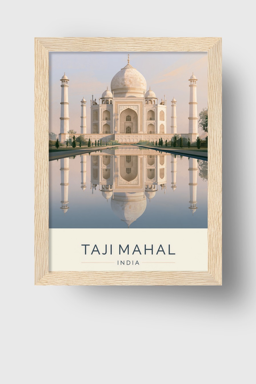 Fotografie Poster Taj Mahal Spiegelung klar Symmetrie