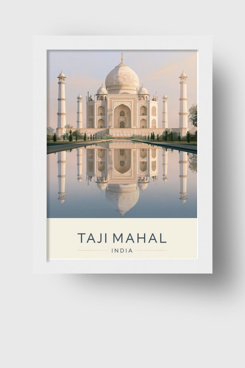Fotografie Poster Taj Mahal Spiegelung klar Symmetrie