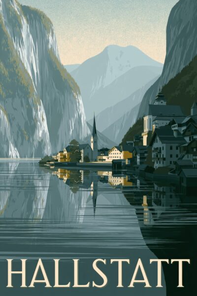 Hallstatt Kirche Spiegelung Gerahmt