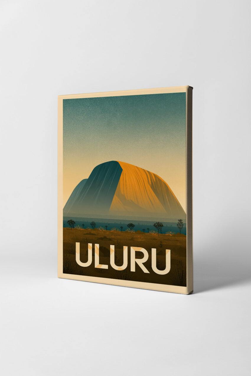 Illustration Poster Uluru Monolith Sonnenlicht minimalistisch