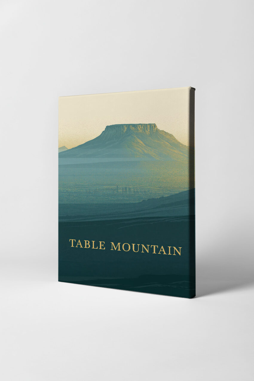Grafik Poster Tafelberg blau-beige minimalistisch Wand