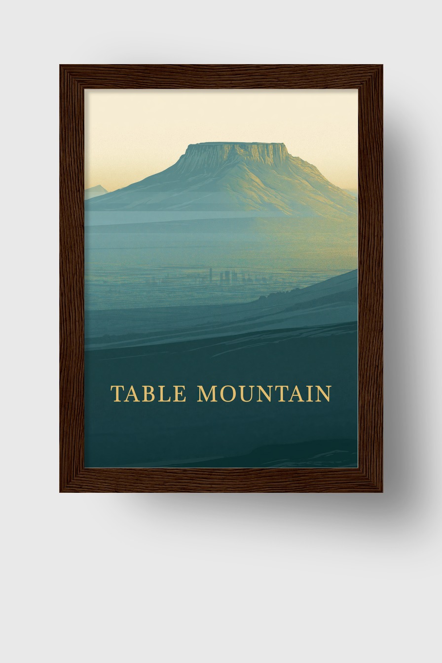 Grafik Poster Tafelberg blau-beige minimalistisch Wand