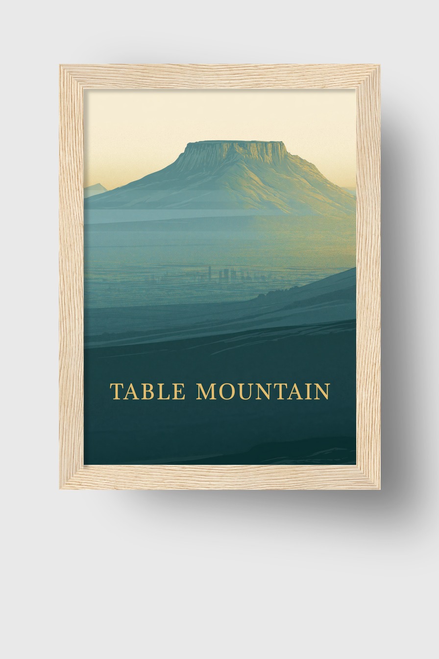 Grafik Poster Tafelberg blau-beige minimalistisch Wand