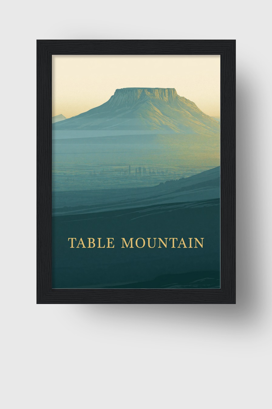 Grafik Poster Tafelberg blau-beige minimalistisch Wand