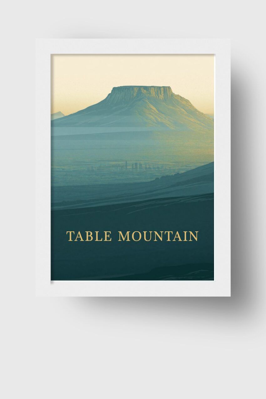 Grafik Poster Tafelberg blau-beige minimalistisch Wand