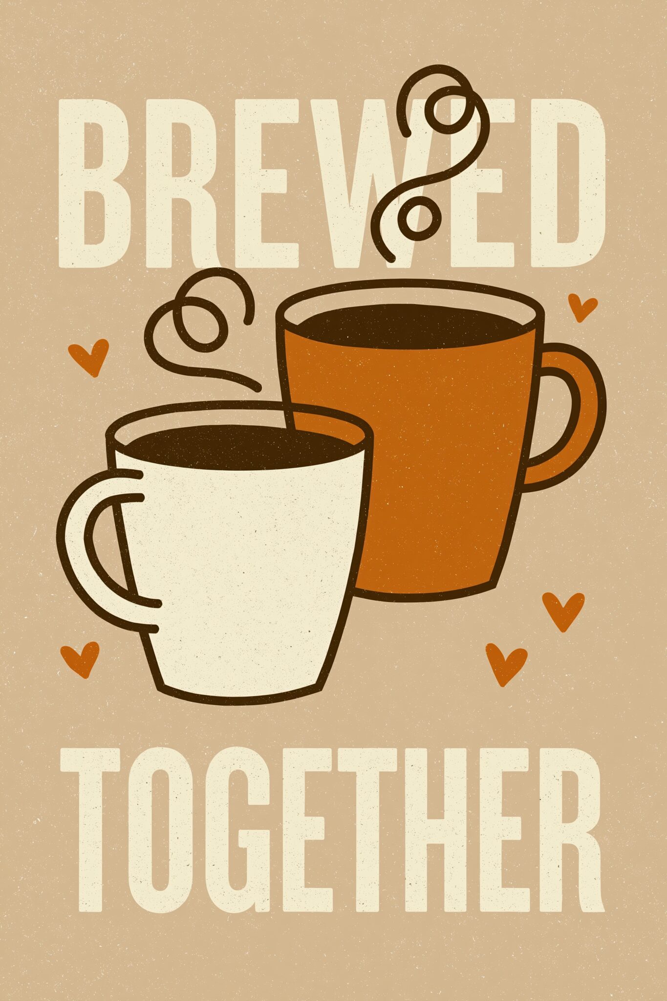 Illustration Poster Kaffeetassen schlicht beige braun weiß