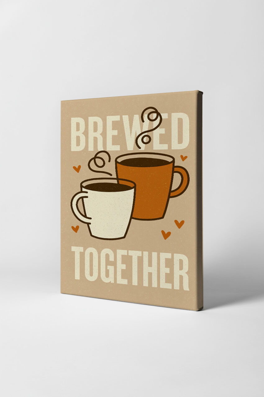 Illustration Poster Kaffeetassen schlicht beige braun weiß