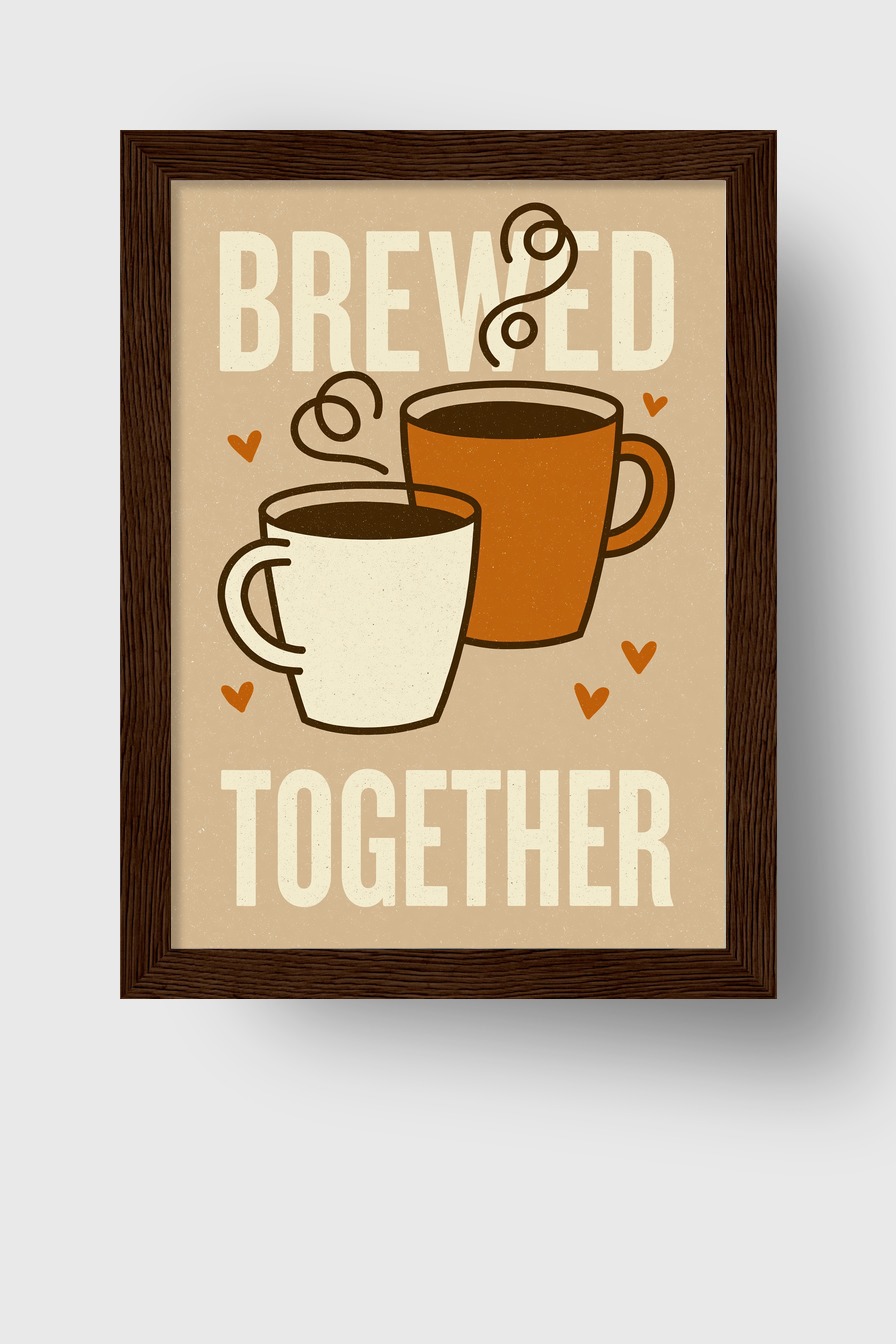 Illustration Poster Kaffeetassen schlicht beige braun weiß