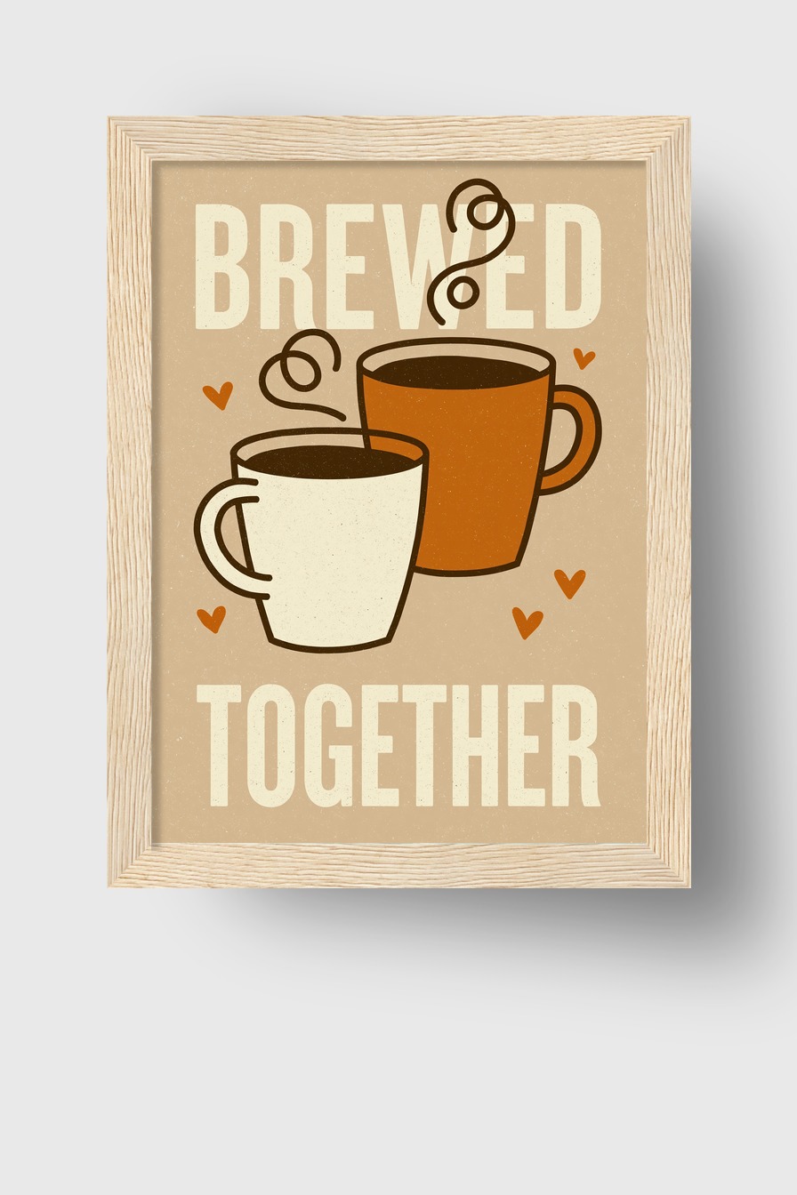 Illustration Poster Kaffeetassen schlicht beige braun weiß
