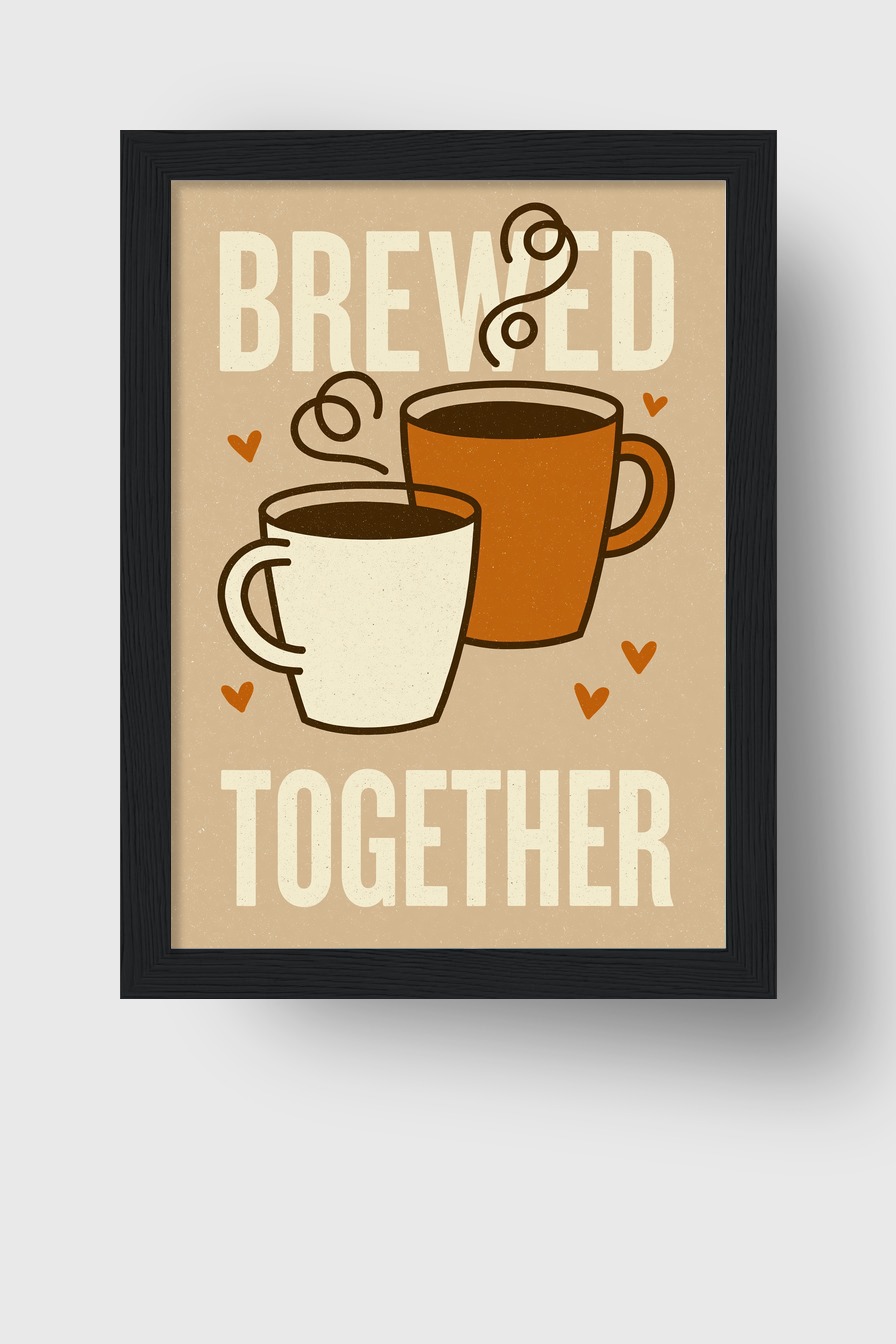 Illustration Poster Kaffeetassen schlicht beige braun weiß