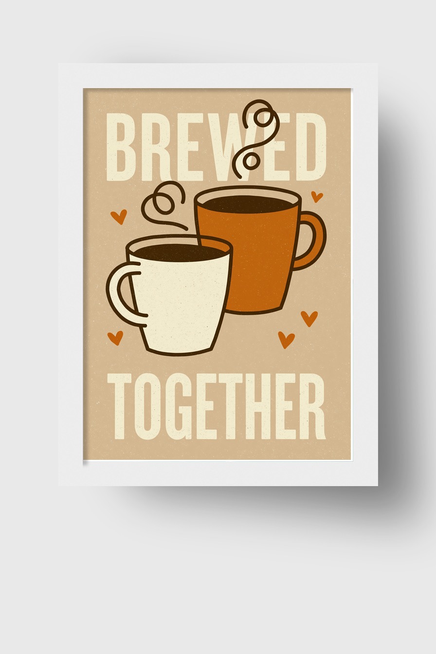 Illustration Poster Kaffeetassen schlicht beige braun weiß
