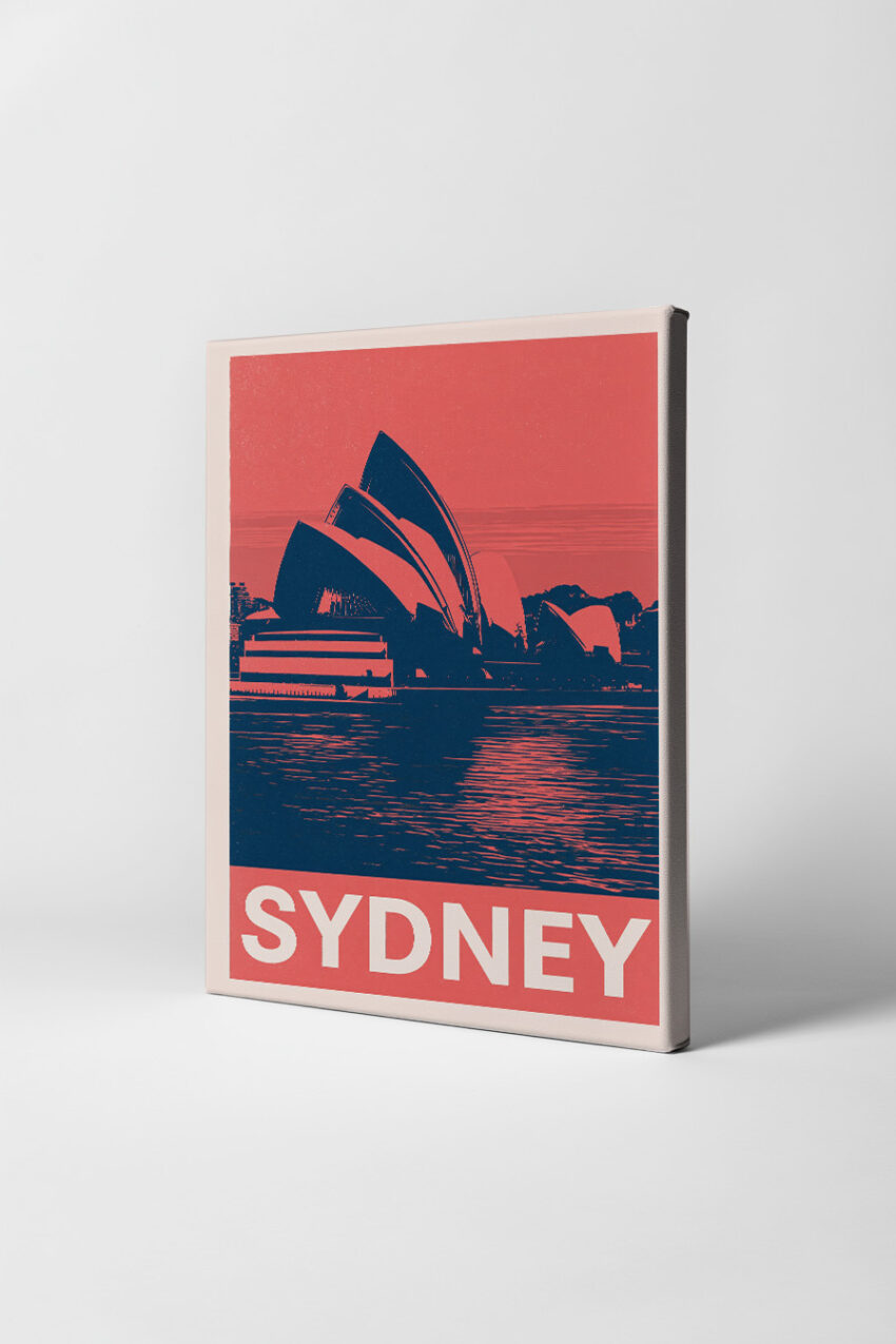 Grafik Poster Opernhaus Sydney minimalistisch rot blau