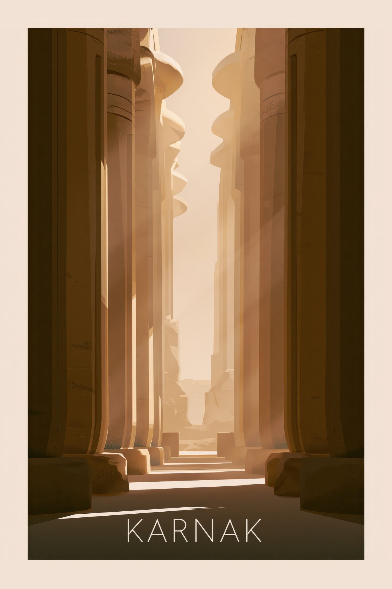 Digitale Kunst Poster Karnak Säulen warm Licht Schatten
