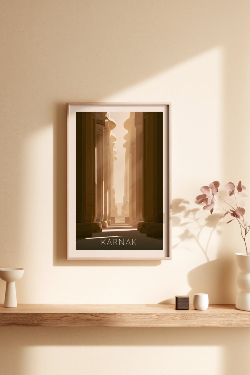 Digitale Kunst Poster Karnak Säulen warm Licht Schatten