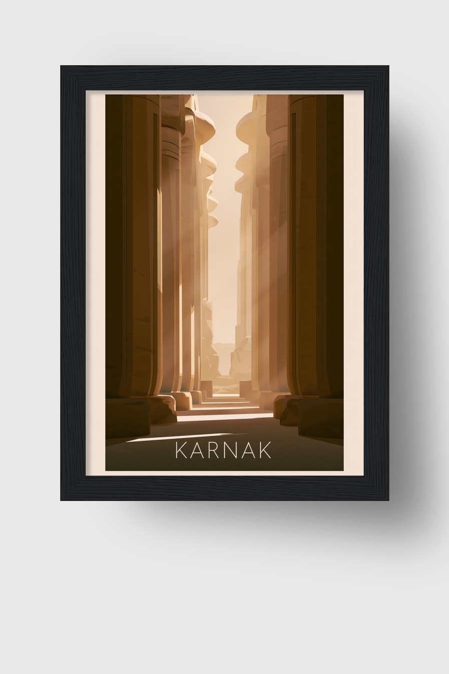 Digitale Kunst Poster Karnak Säulen warm Licht Schatten