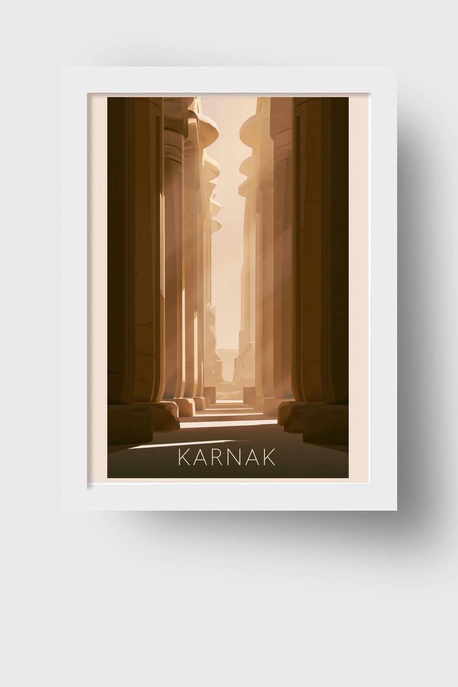 Digitale Kunst Poster Karnak Säulen warm Licht Schatten