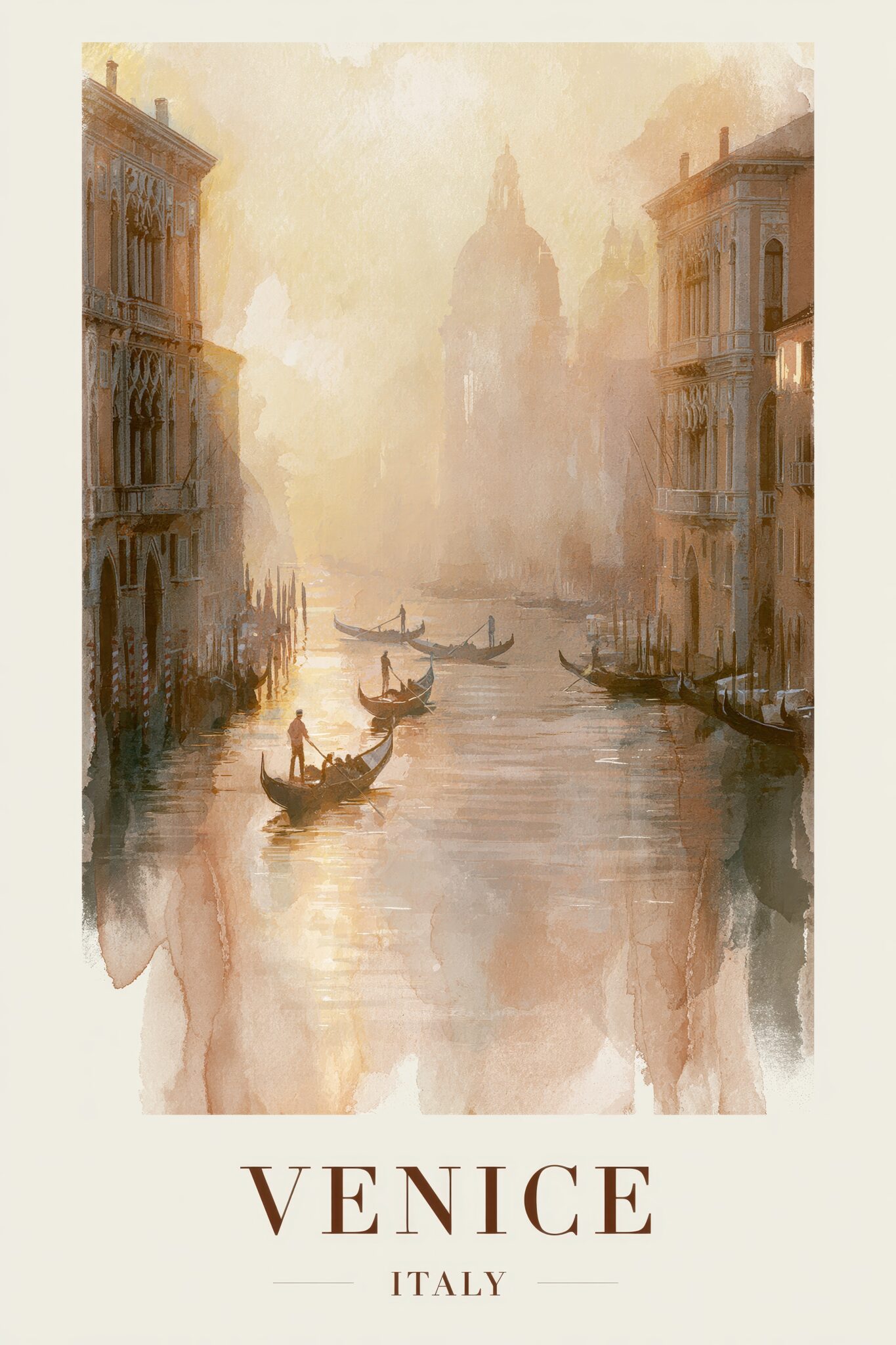 Malerei Poster Venedig Kanal golden warm