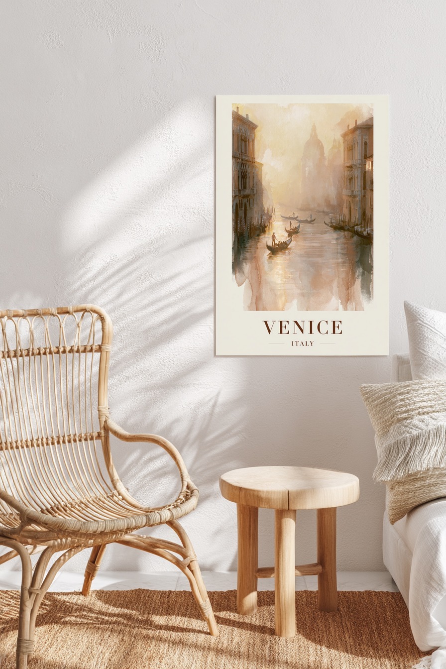 Malerei Poster Venedig Kanal golden warm