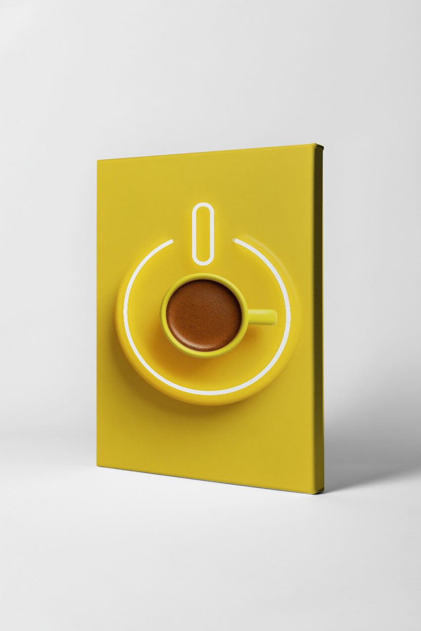 Fotografie Poster Kaffee Tasse gelb minimalistisch
