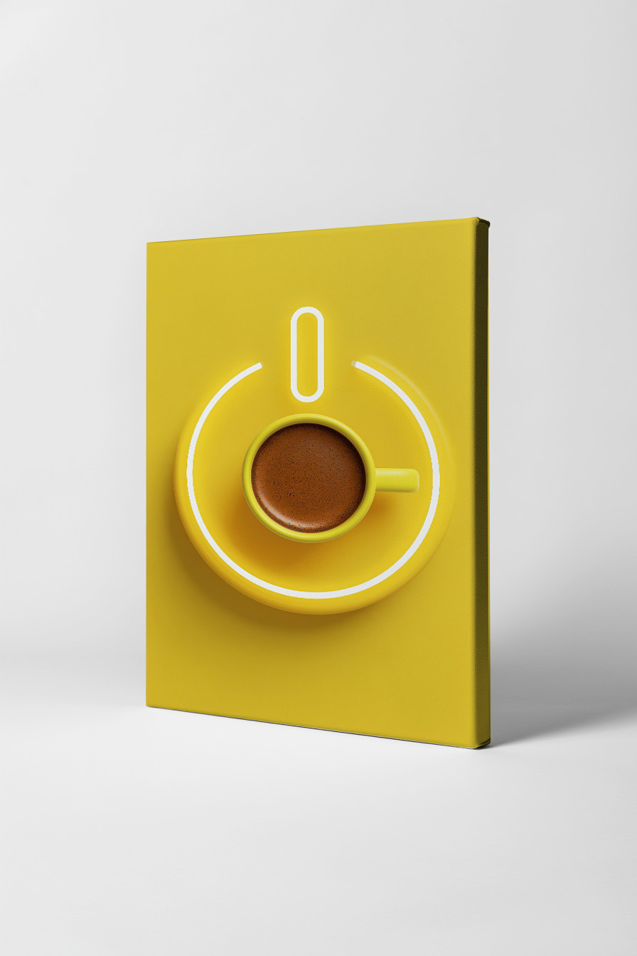 Fotografie Poster Kaffee Tasse gelb minimalistisch