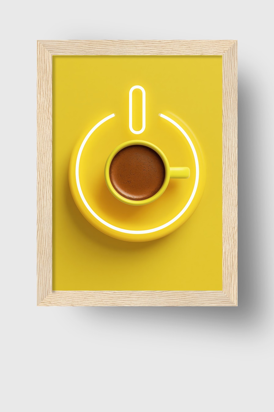 Fotografie Poster Kaffee Tasse gelb minimalistisch