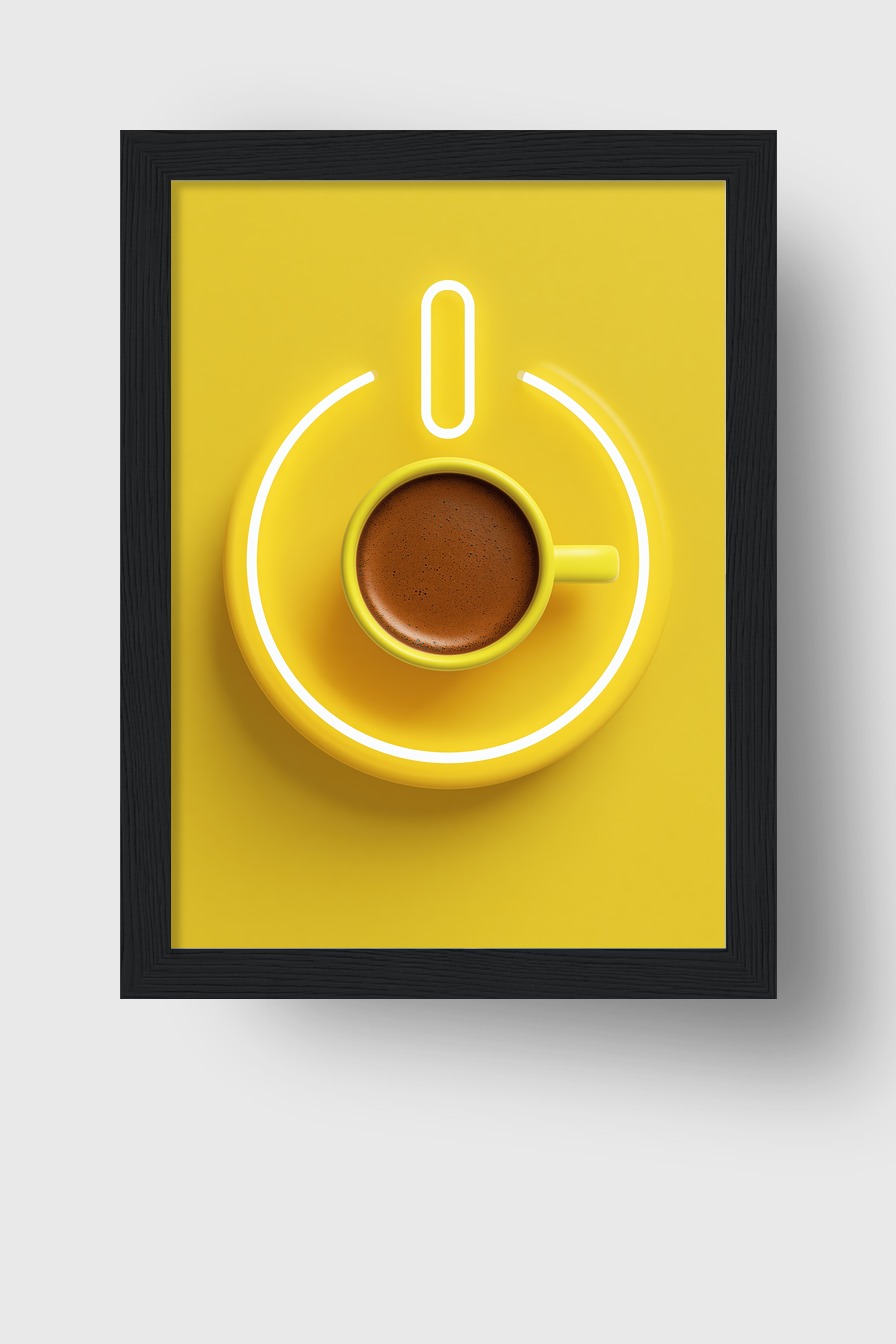 Fotografie Poster Kaffee Tasse gelb minimalistisch