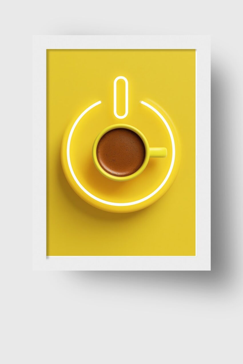 Fotografie Poster Kaffee Tasse gelb minimalistisch