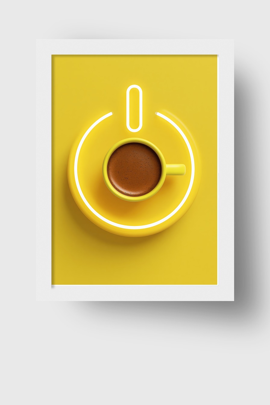 Fotografie Poster Kaffee Tasse gelb minimalistisch