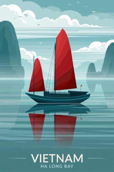 Segelschiff Rot Gerahmt